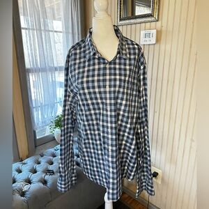 J.Crew Mens Slim Fit XL Blue White Gingham Button Down Shirt Secret Wash Cotton
